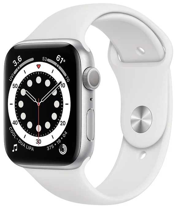 Умные часы c GPS Apple Watch Series 6 GPS 44mm серебристый/белый